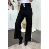 Pantalon palazzo fluide noir avec bande blanche - 6