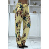 Pantalon fluide jaune à motif floral B-36 - 2