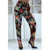 Pantalon fluide noir à motif floral B-59 - 6