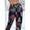 Pantalon fluide marine à motif floral B-15 - 4