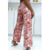 Pantalon palazzo fleuris rose motif fleure - 1