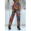 Pantalon fluide cognac à motif floral B-5 - 4