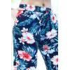 Pantalon marine à motif floral, fluide élastique à la taille et aux chevilles  - 4