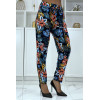 Pantalon fluide marine à motif floral B-29 - 2