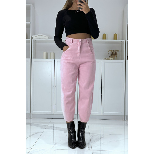 Jean loose rose 3/4 et taille haute - 4