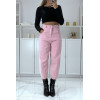 Jean loose rose 3/4 et taille haute - 4