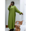 Abaya 2 pièces robe et kimono vert très class - 2