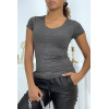 T-shirt anthracite manches courtes femme - 1