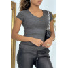 T-shirt anthracite manches courtes femme - 2