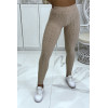 Legging taille haute matelassé beige - 1