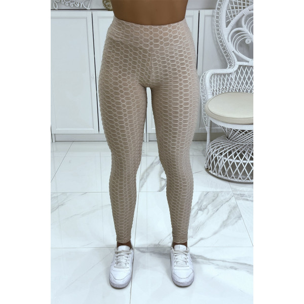 Legging taille haute matelassé beige - 3