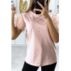 T-shirt rose avec manches froufrou en tulle - 1