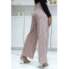 Pantalon palazzo motif F beige et noir inspiration de marque - 1