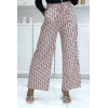 Pantalon palazzo motif F beige et noir inspiration de marque - 3