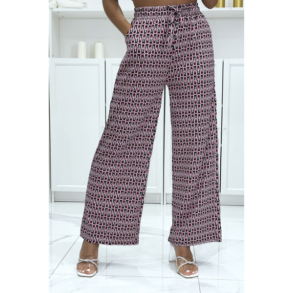 Pantalon palazzo joli motif rose avec poches - 2