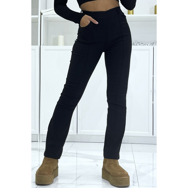 Jean slim noir extensible à taille haute évasé aux pieds - 1