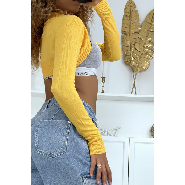 Boléro en maille jaune élégant pour femmes - 8