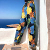 Pantalon palazzo marine imprimé tropical - 3