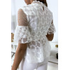 Blouse blanche avec joli motifs dentelle et volant - 6