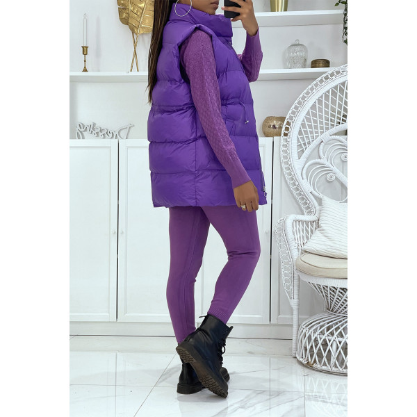 Ensemble d'hiver 3 pièces violet doudoune et jogging côteléStyle casual chic et cocooning - 6