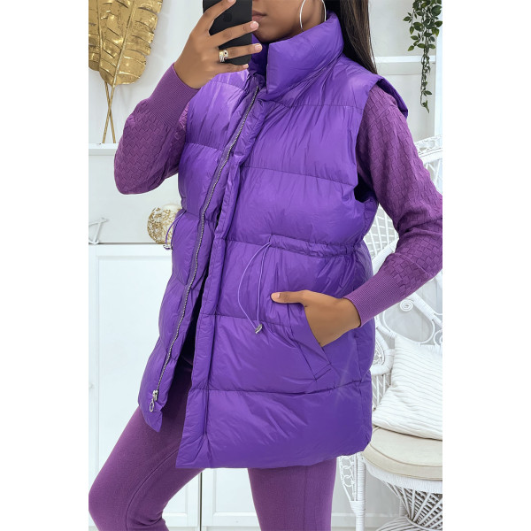 Ensemble d'hiver 3 pièces violet doudoune et jogging côteléStyle casual chic et cocooning - 7