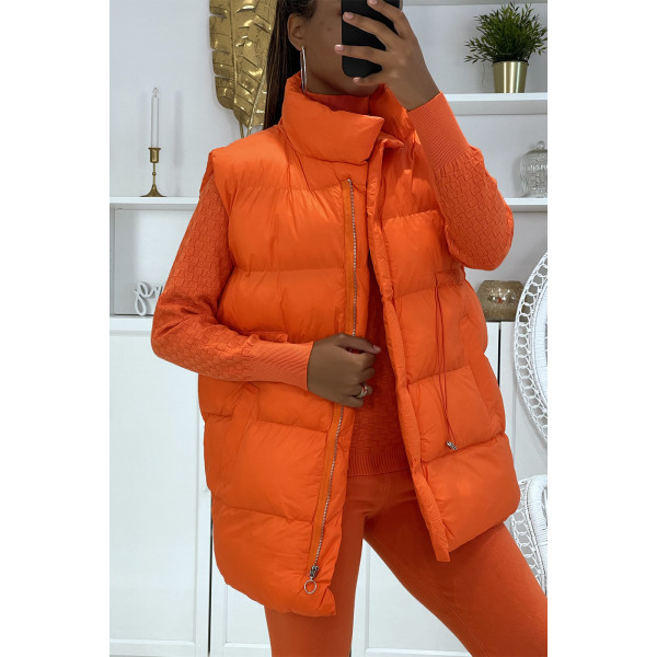 Ensemble d'hiver 3 pièces orange doudoune et jogging côteléStyle casual chic et cocooning - 3