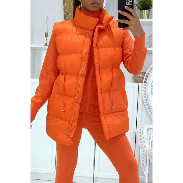 Ensemble d'hiver 3 pièces orange doudoune et jogging côteléStyle casual chic et cocooning - 4