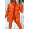 Ensemble d'hiver 3 pièces orange doudoune et jogging côteléStyle casual chic et cocooning - 4