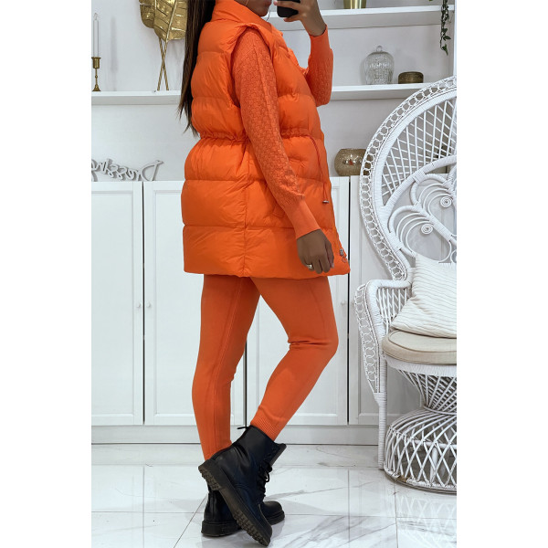 Ensemble d'hiver 3 pièces orange doudoune et jogging côteléStyle casual chic et cocooning - 5