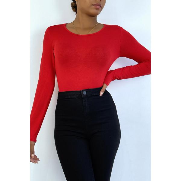 Sous pull rouge en col rond et manches longues - 2