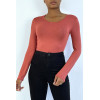 Sous pull rose foncé en col rond et manches longues - 1