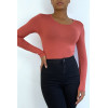 Sous pull rose foncé en col rond et manches longues - 2