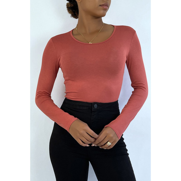 Sous pull rose foncé en col rond et manches longues - 3