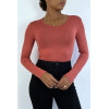 Sous pull rose foncé en col rond et manches longues - 3