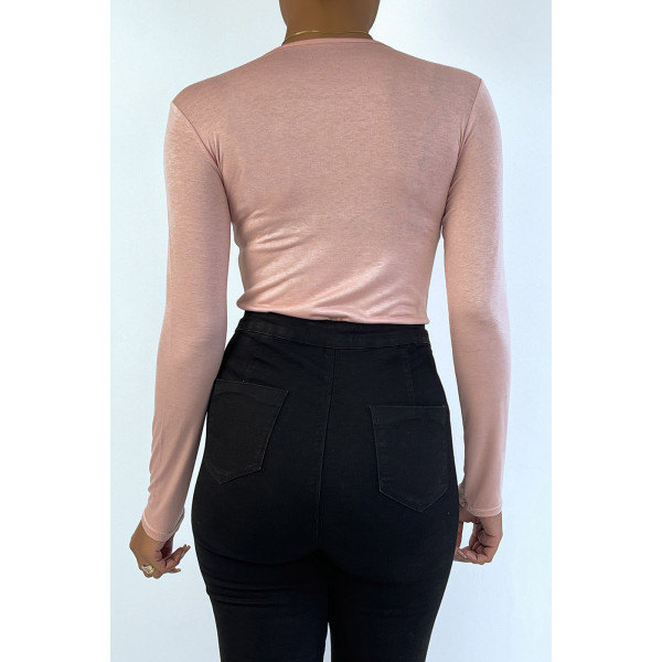 Sous pull rose en col rond et manches longues - 4