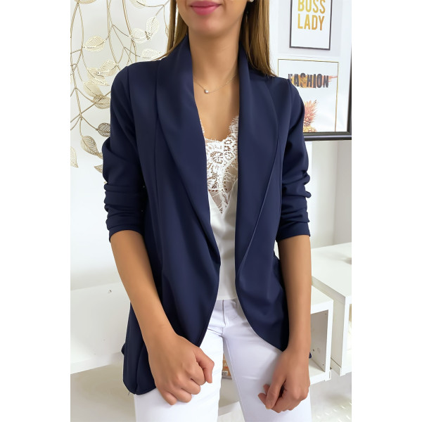 Veste Blazer marine col châle avec poches. Blazer femme 1526 - 3