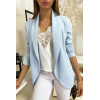 Veste Blazer turquoise col châle avec poches. Blazer femme 1526 - 1