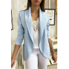 Veste Blazer turquoise col châle avec poches. Blazer femme 1526 - 2