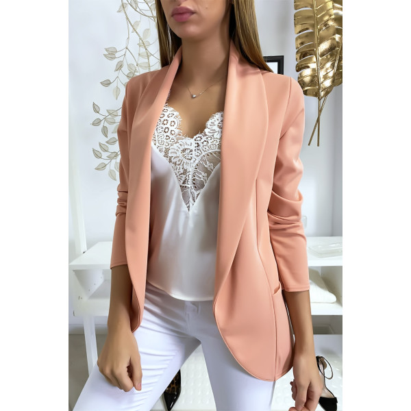 Veste Blazer rose col châle avec poches. Blazer femme 1526 - 1