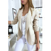 Veste Blazer beige col châle avec poches. Blazer femme 1526 - 4