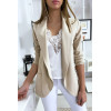 Veste Blazer beige col châle avec poches. Blazer femme 1526 - 5