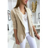 Veste Blazer beige col châle avec poches. Blazer femme 1526 - 6