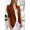 Veste Blazer cognac col châle avec poches. Blazer femme 1526 - 4