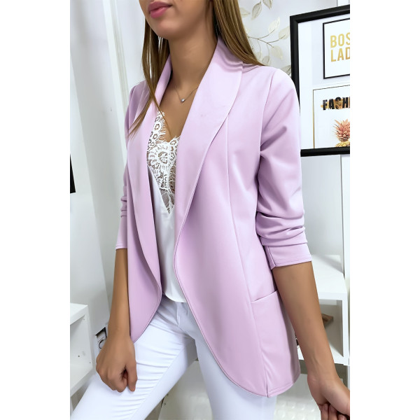 Veste Blazer violet col châle avec poches. Blazer femme 1526 - 3