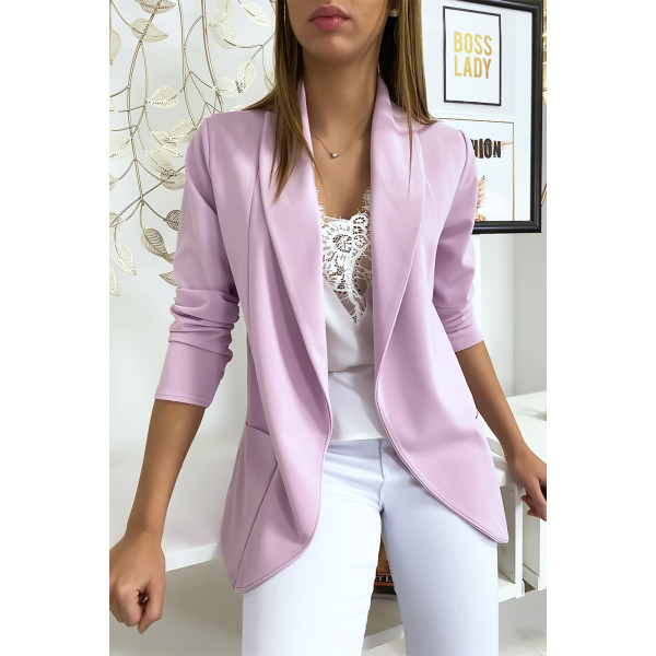 Veste Blazer violet col châle avec poches. Blazer femme 1526 - 4