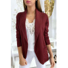 Veste Blazer bordeaux col châle avec poches. Blazer femme 1526 - 1