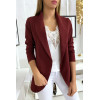 Veste Blazer bordeaux col châle avec poches. Blazer femme 1526 - 2