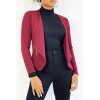 Blazer bordeaux col revers avec poches à zip. Blazer femme pas cher - 2