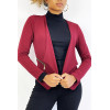 Blazer bordeaux col revers avec poches à zip. Blazer femme pas cher - 6