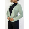 Blazer vert d'eau col revers avec poches à zip. Blazer femme pas cher - 1